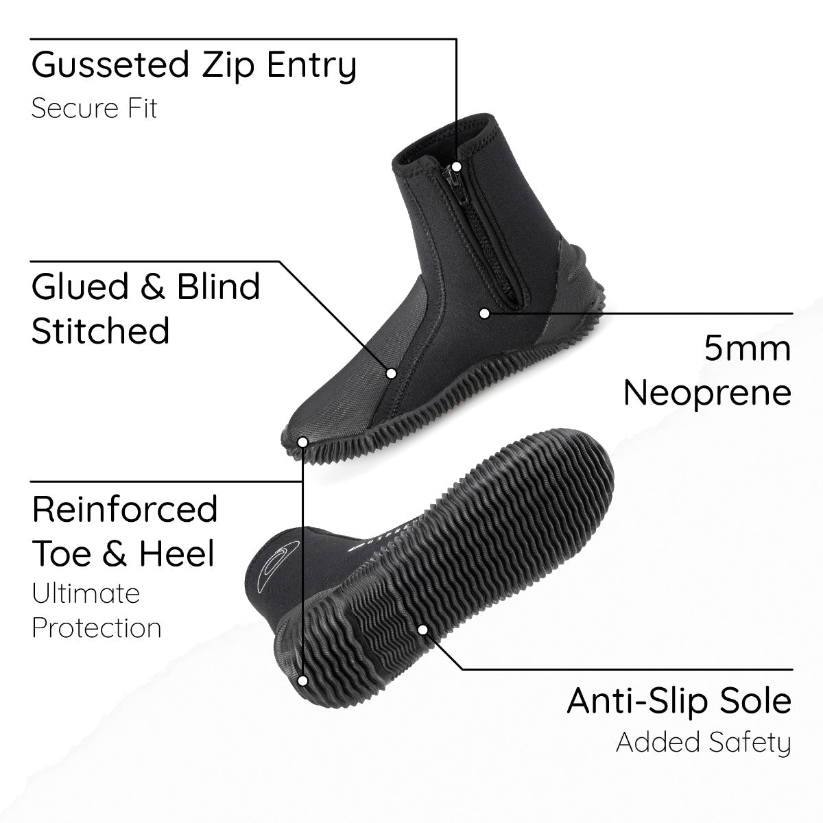 Wetsuit Boots Zipped