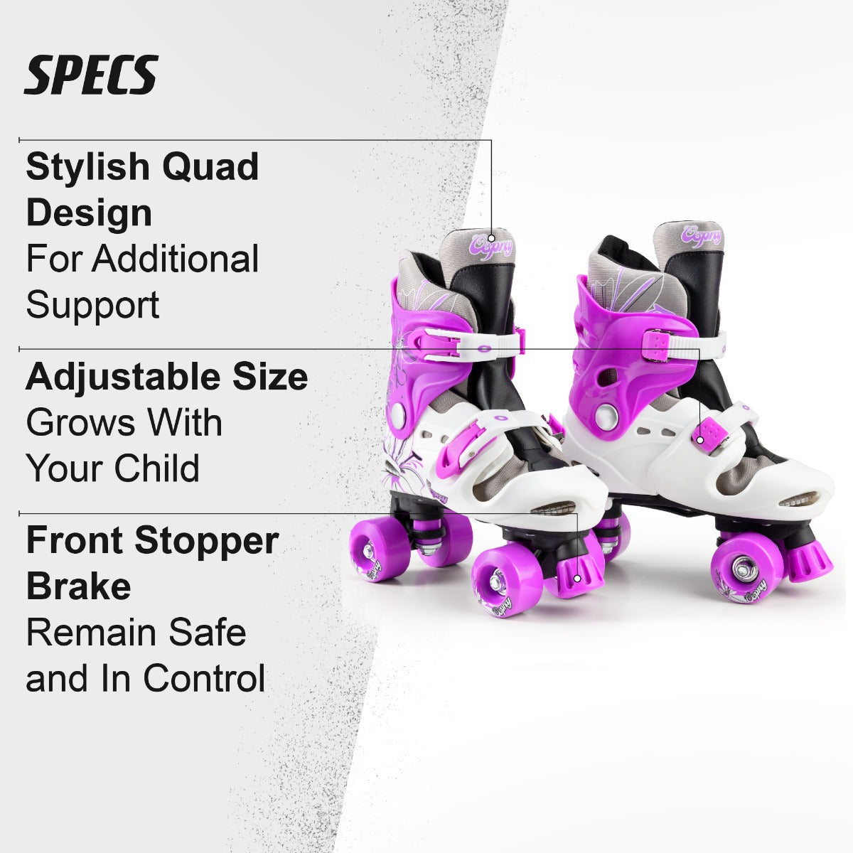 Kids Adjustable Quad Roller Skates - Purple