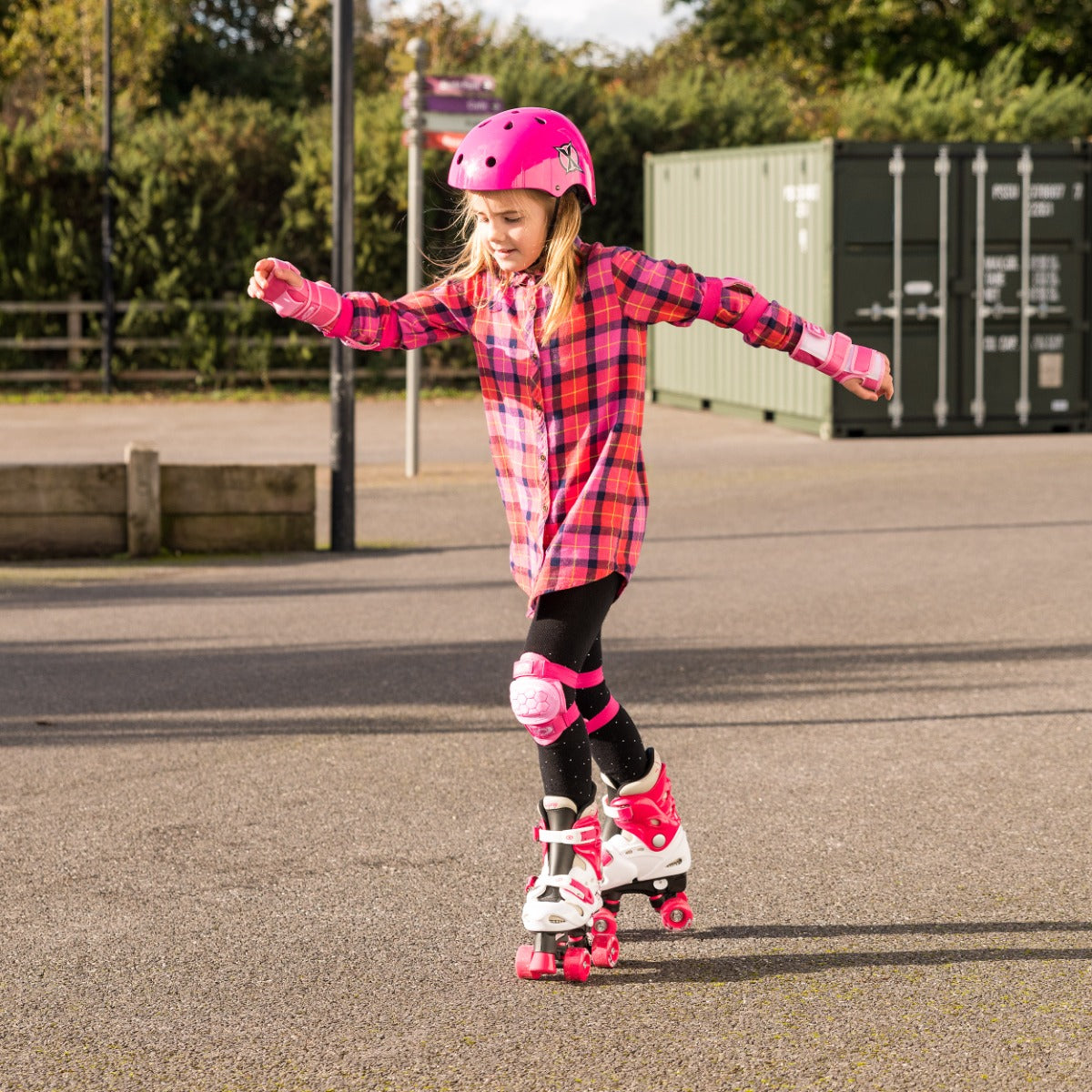 Kids Adjustable Quad Roller Skates - Pink