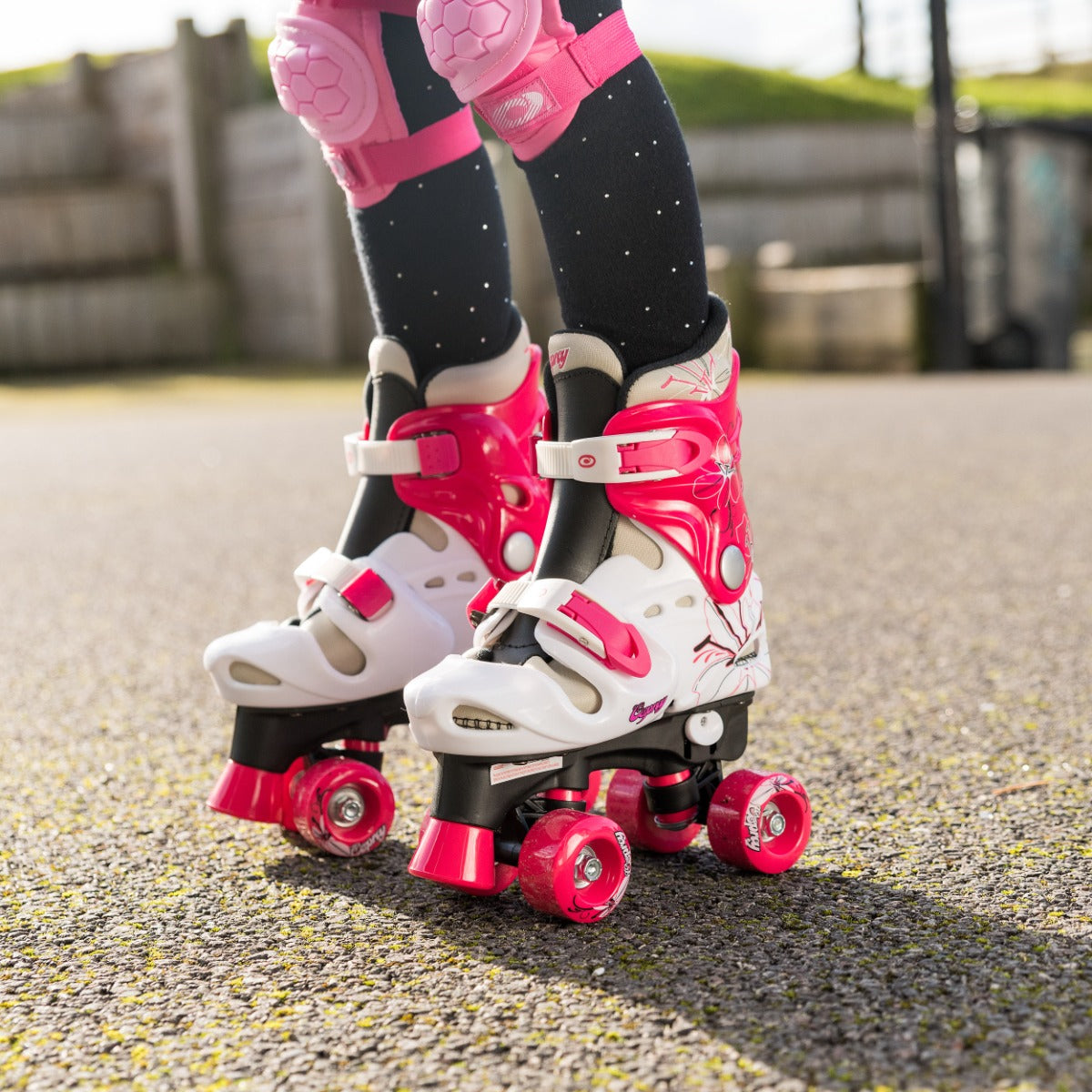 Kids Adjustable Quad Roller Skates - Pink