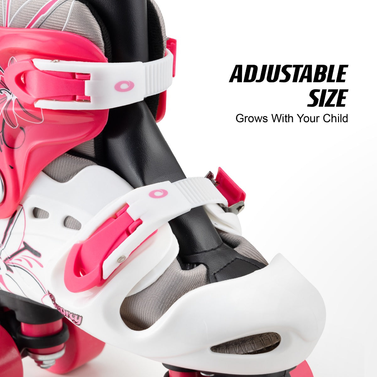 Kids Adjustable Quad Roller Skates - Pink