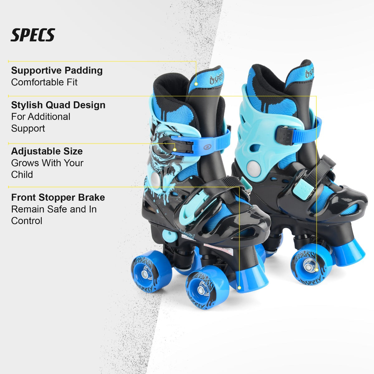 Kids Adjustable Quad Roller Skates - Blue