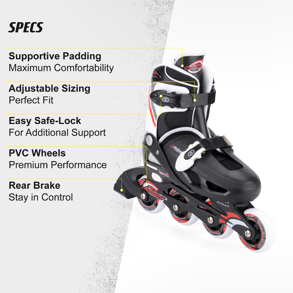 Kids Adjustable Inline Skates - Red