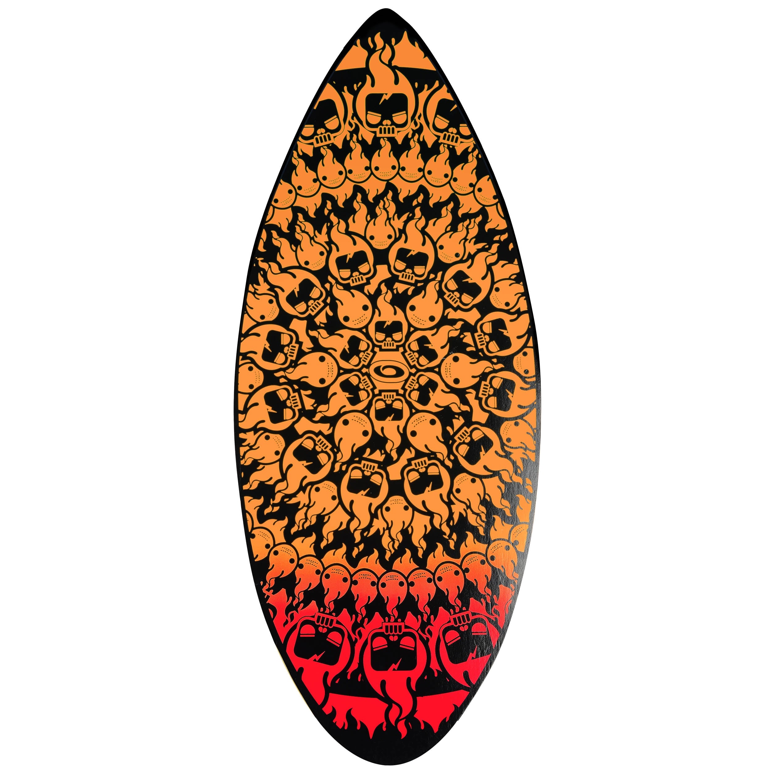 beginner skimboard with fire skull design deck