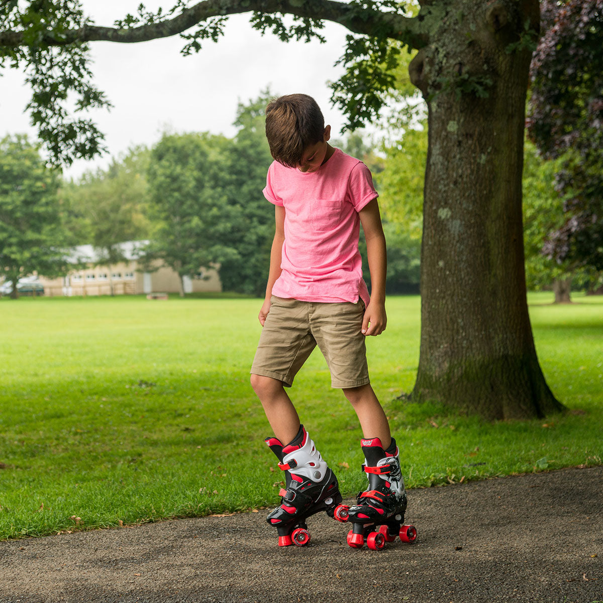 Kids Adjustable Quad Roller Skates - Red