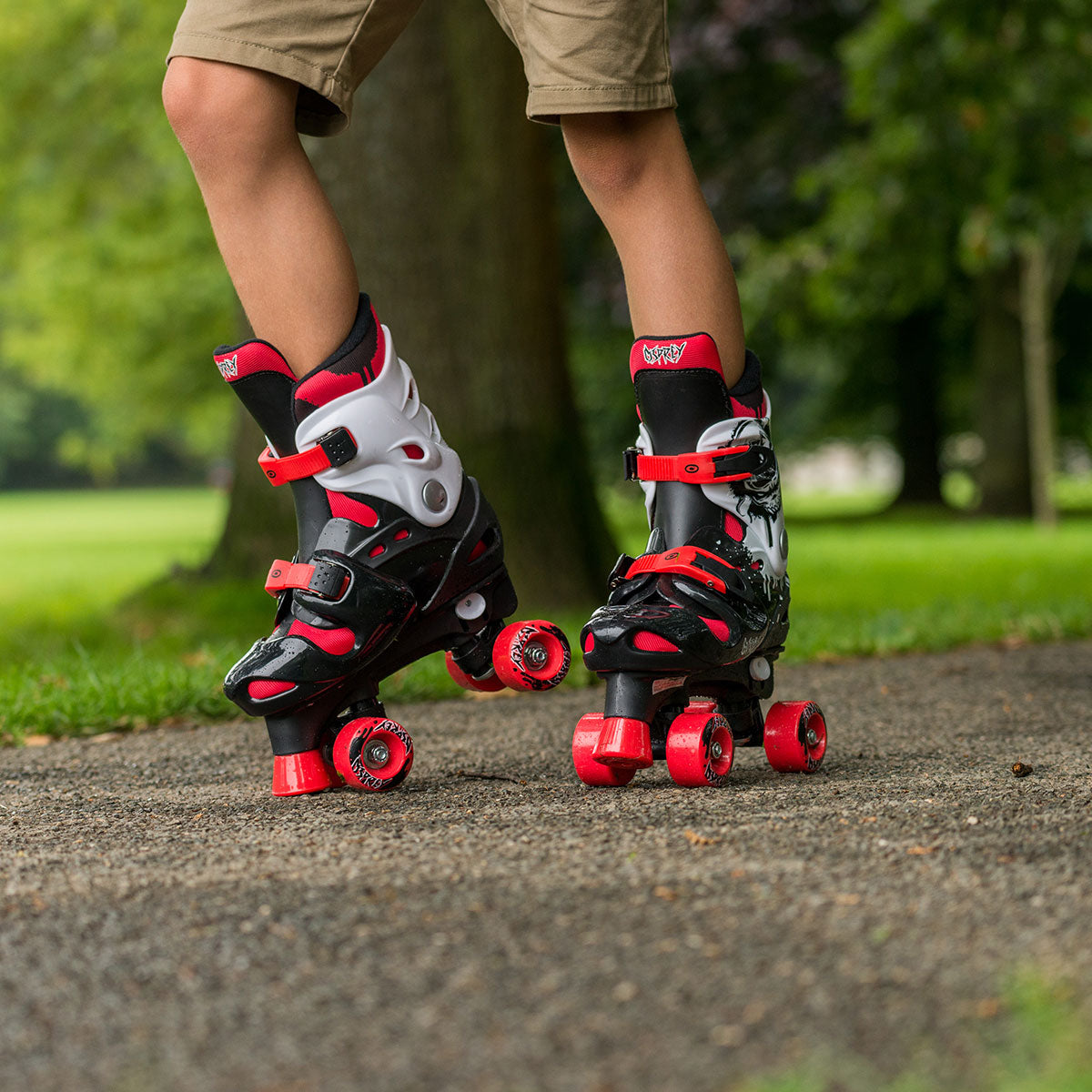 Kids Adjustable Quad Roller Skates - Red