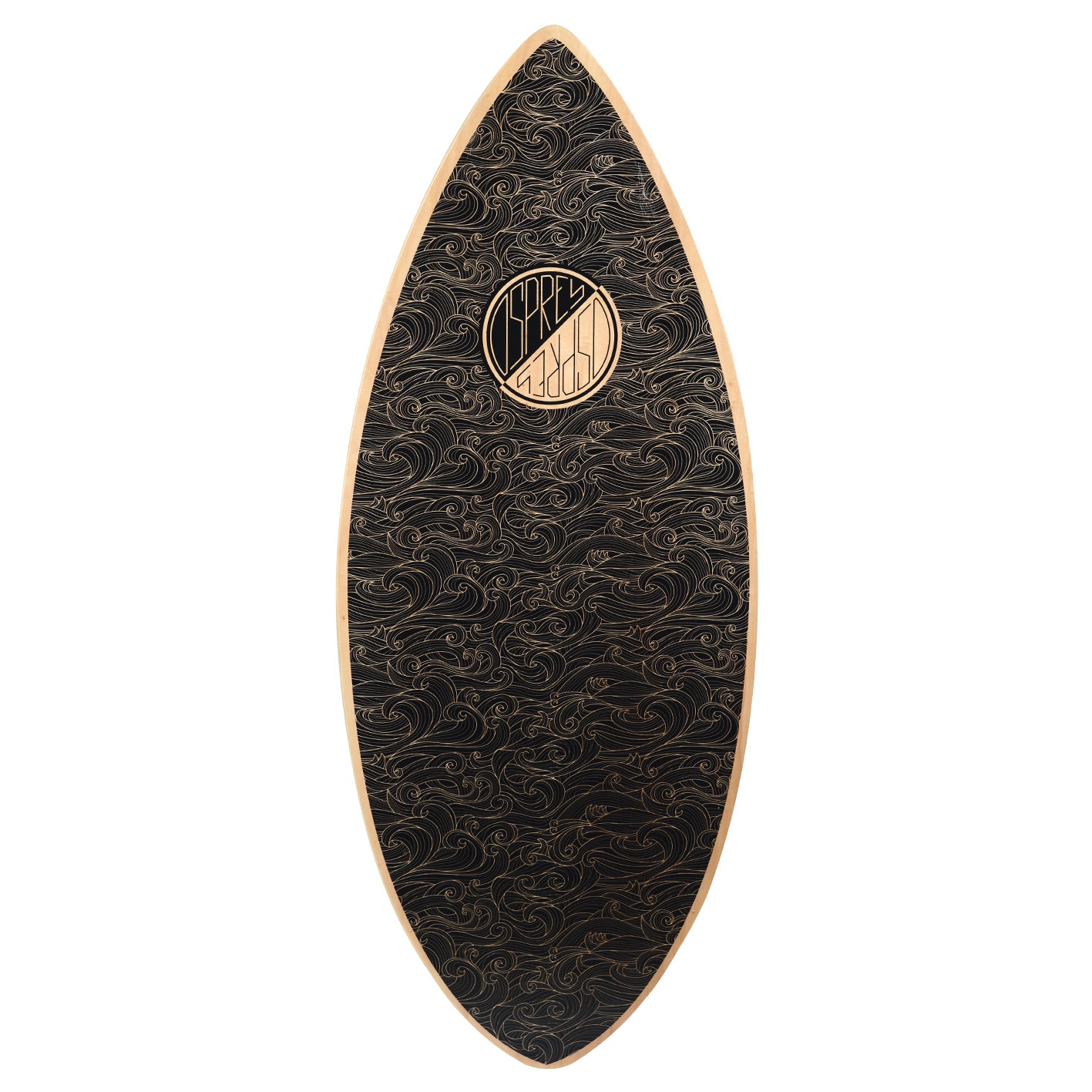 Osprey 41” Wooden Skimboard with Black Wave Design