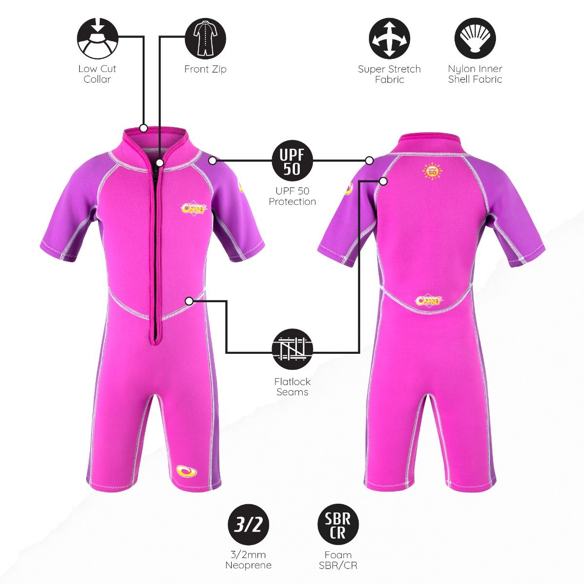 Infants 3mm Shorty Wetsuit - Pink